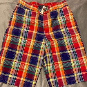 polo plaid long swim shorts